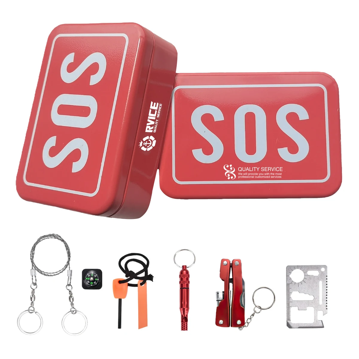 6-In-1 Outdoor Multitool Survival Kit With Metal Storage Box (3.75'' x 2.6'' x 1.2'') 1