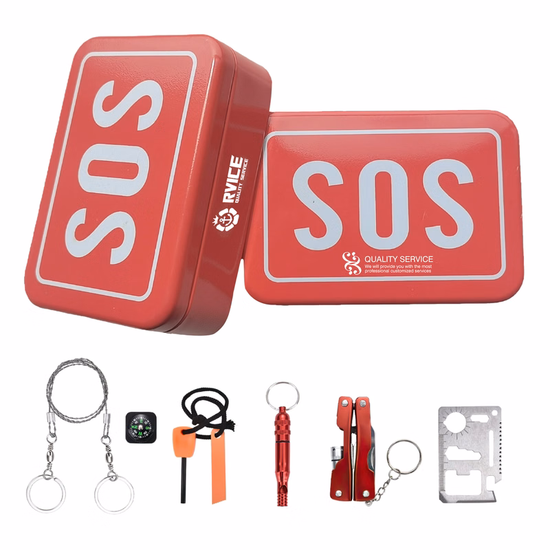 6-In-1 Outdoor Multitool Survival Kit With Metal Storage Box (3.75'' x 2.6'' x 1.2'')