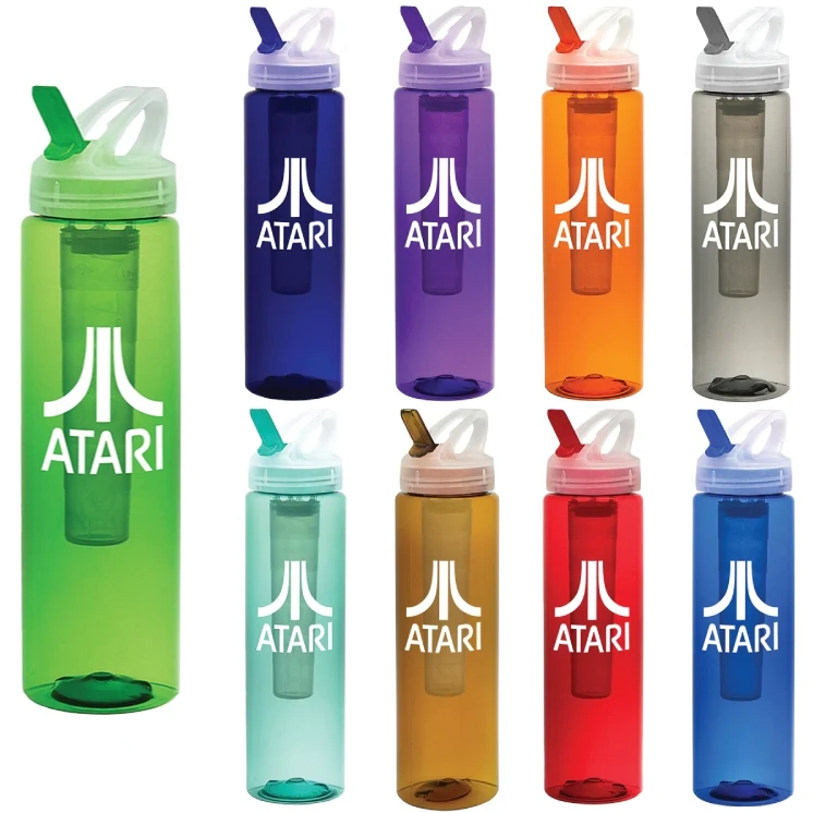 32 oz PET Translucent Sports Water Bottle with Ice Chill'r and Flip Top Lid 1