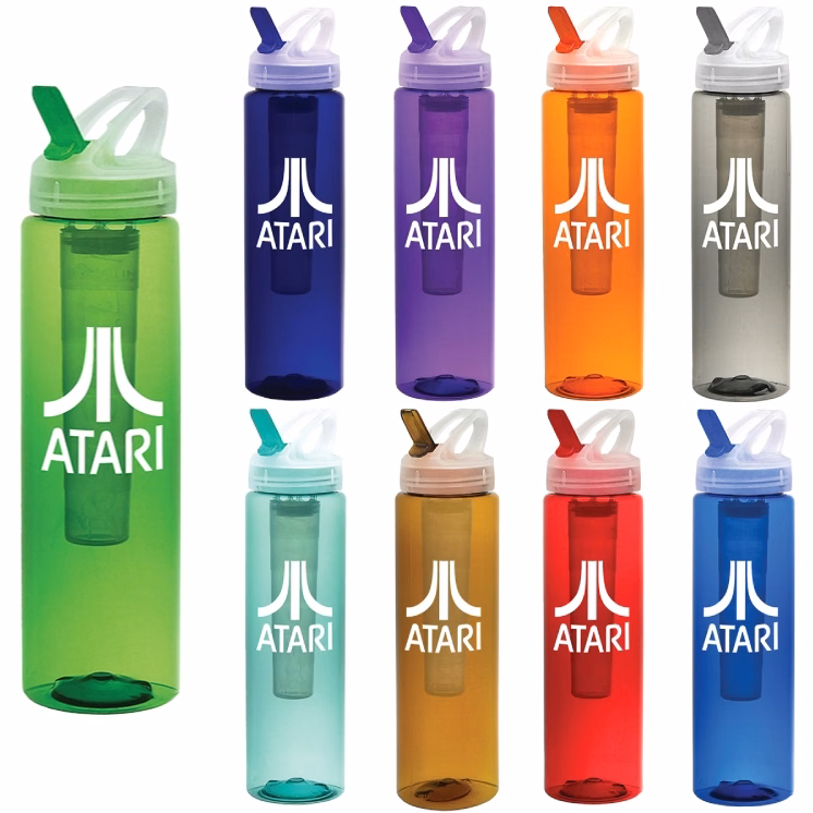 32 oz PET Translucent Sports Water Bottle with Ice Chill'r and Flip Top Lid