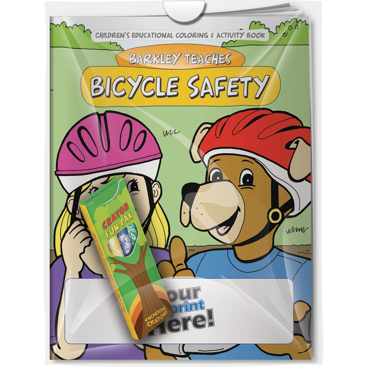 Combo Pack - CB1121 Coloring Book & 4-Pack of Crayons (Imprinted) in a Poly Bag 1