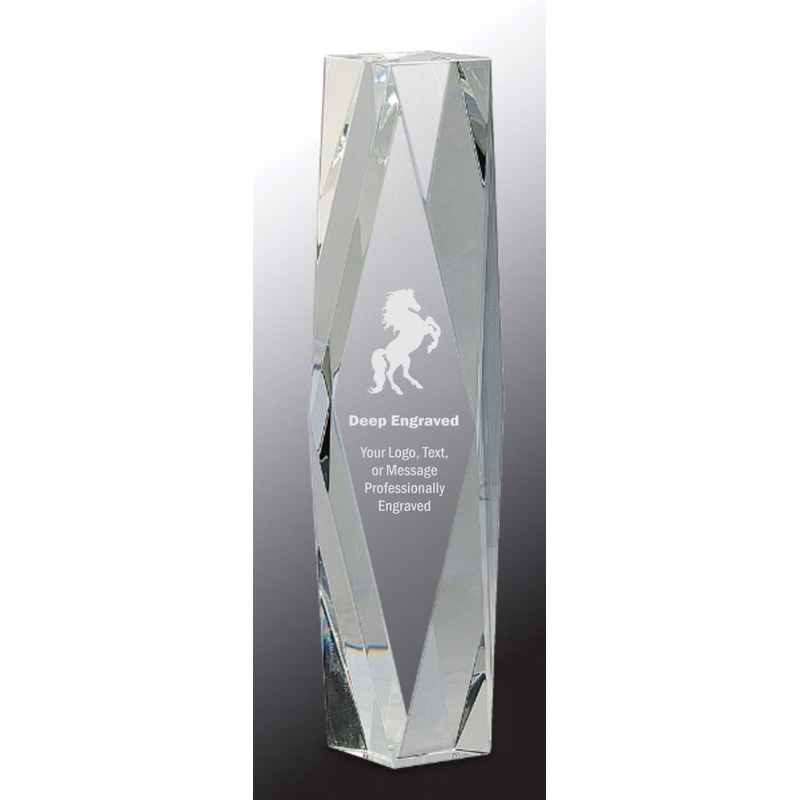 12" Clear Crystal Facet Tower Award