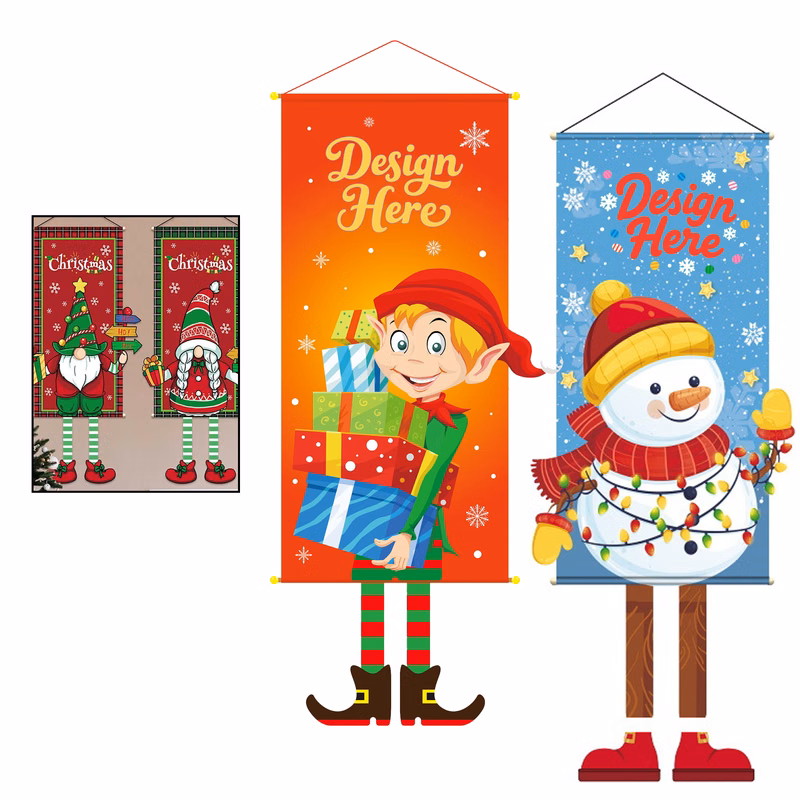 Custom Xmas Hanging Banner Personalized Fireplace Mantel Decor