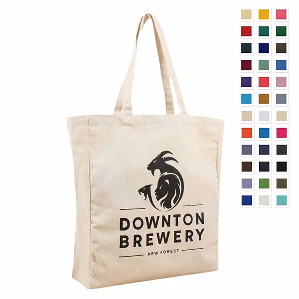 Cotton Canvas Tote Bag w/Gusset -15"x16"x3"