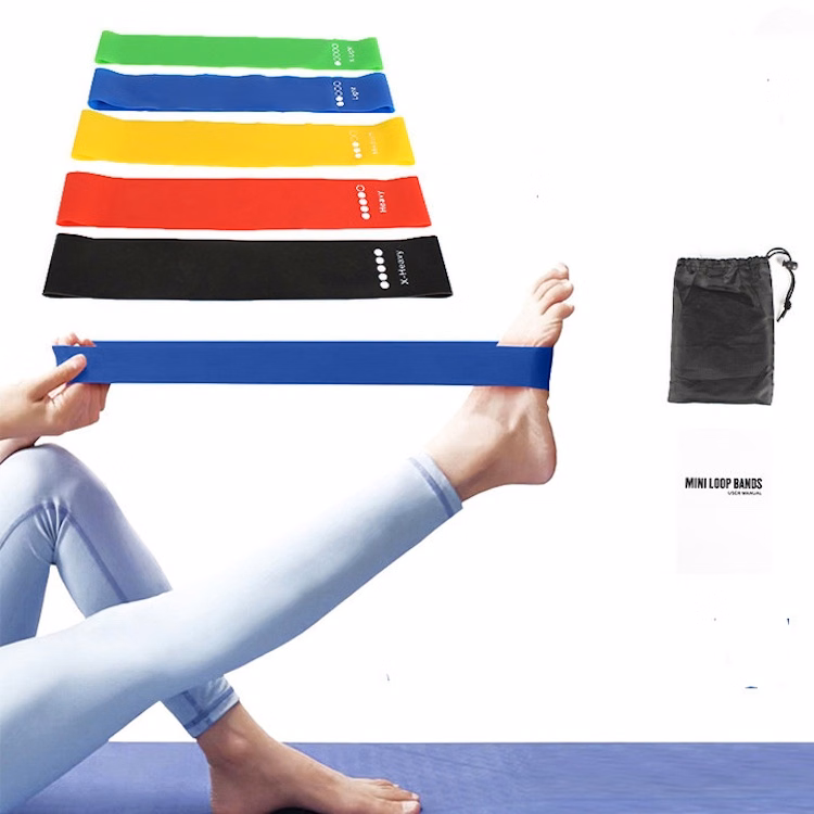 Resistance Loop Exercise Bands with Instruction Guide and Carry Bag, Set of 5