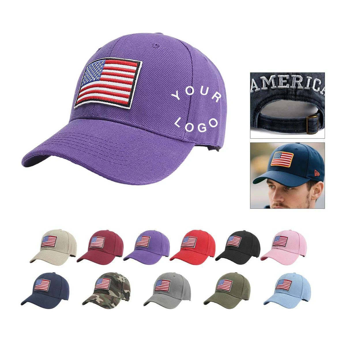 American Flag Baseball Cap with UV Protection 1