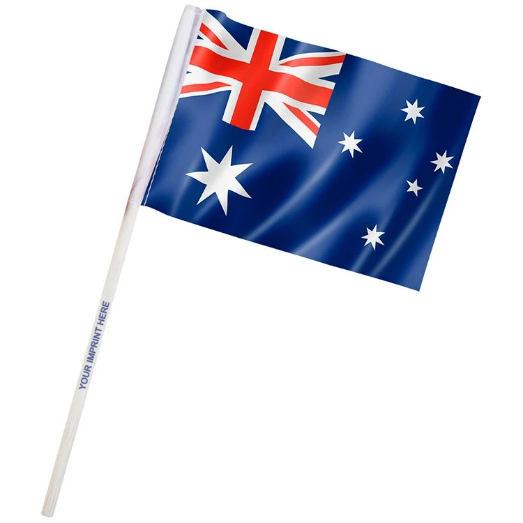 4" x 6" Australia Imprinted Staff Polyester Stick Flags 1