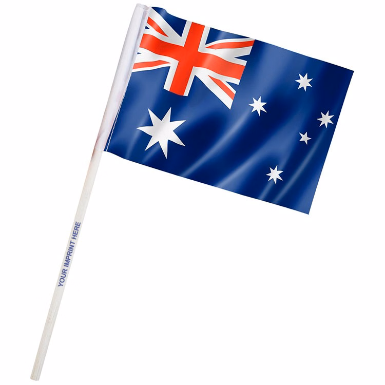 4" x 6" Australia Imprinted Staff Polyester Stick Flags