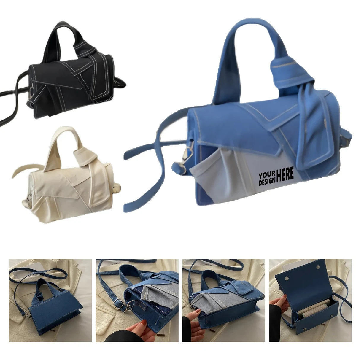 Denim Patchwork Crossbody Bag 1