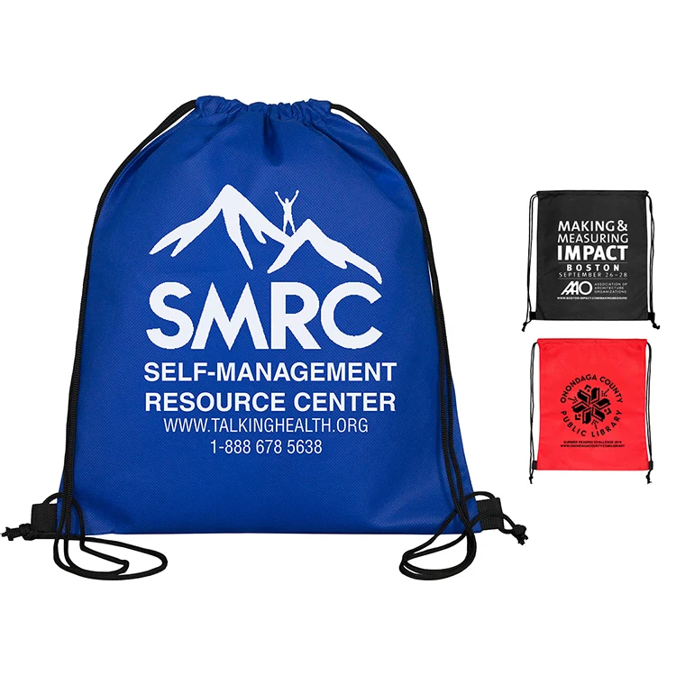 "Breckenridge" 13" W x 16" H - "Economy" Drawstring Cinch Pack Backpack 1