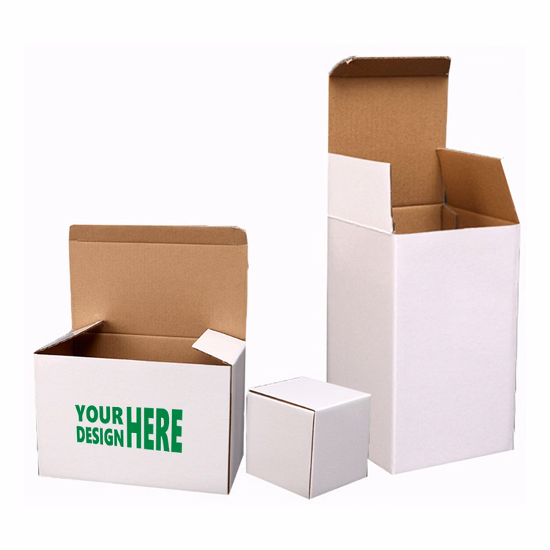 MOQ 50 White Corrugated Boxes for Custom Packaging