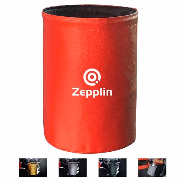 Custom Waterproof Collapsible Leather Car Trash Can — Auto Organization Promo