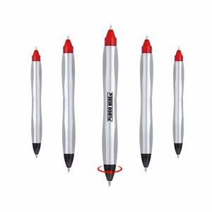 Black Red Dual Tip Silver Pen