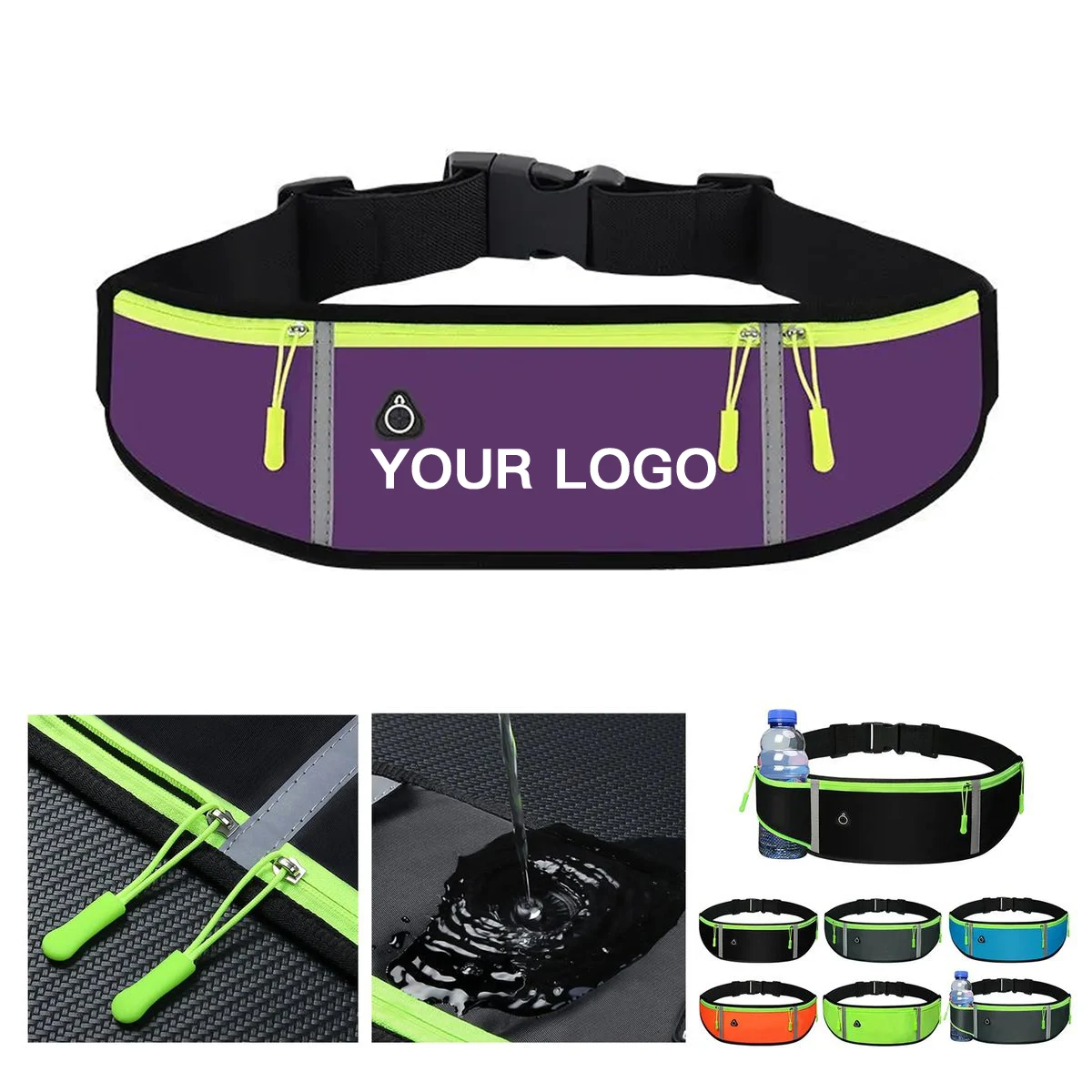Reflective Sports Waist Pack with Bottle Holder 1