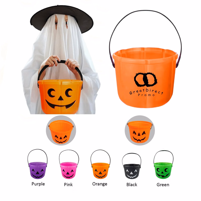 Halloween Plastic Pumpkin Bucket 7"L x 5.5"W