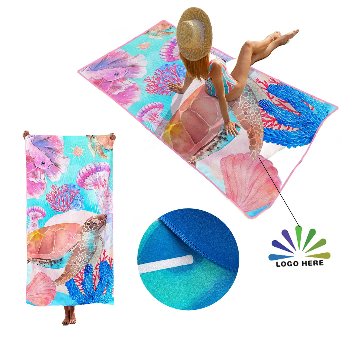 Absorbent Full-Color Custom Microfiber Beach Towel 1