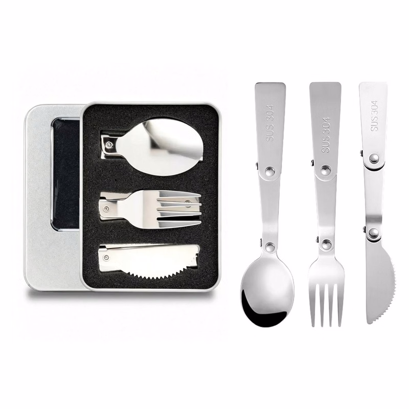 3 Piece Stainless Steel Cutlery Set in Metal Case