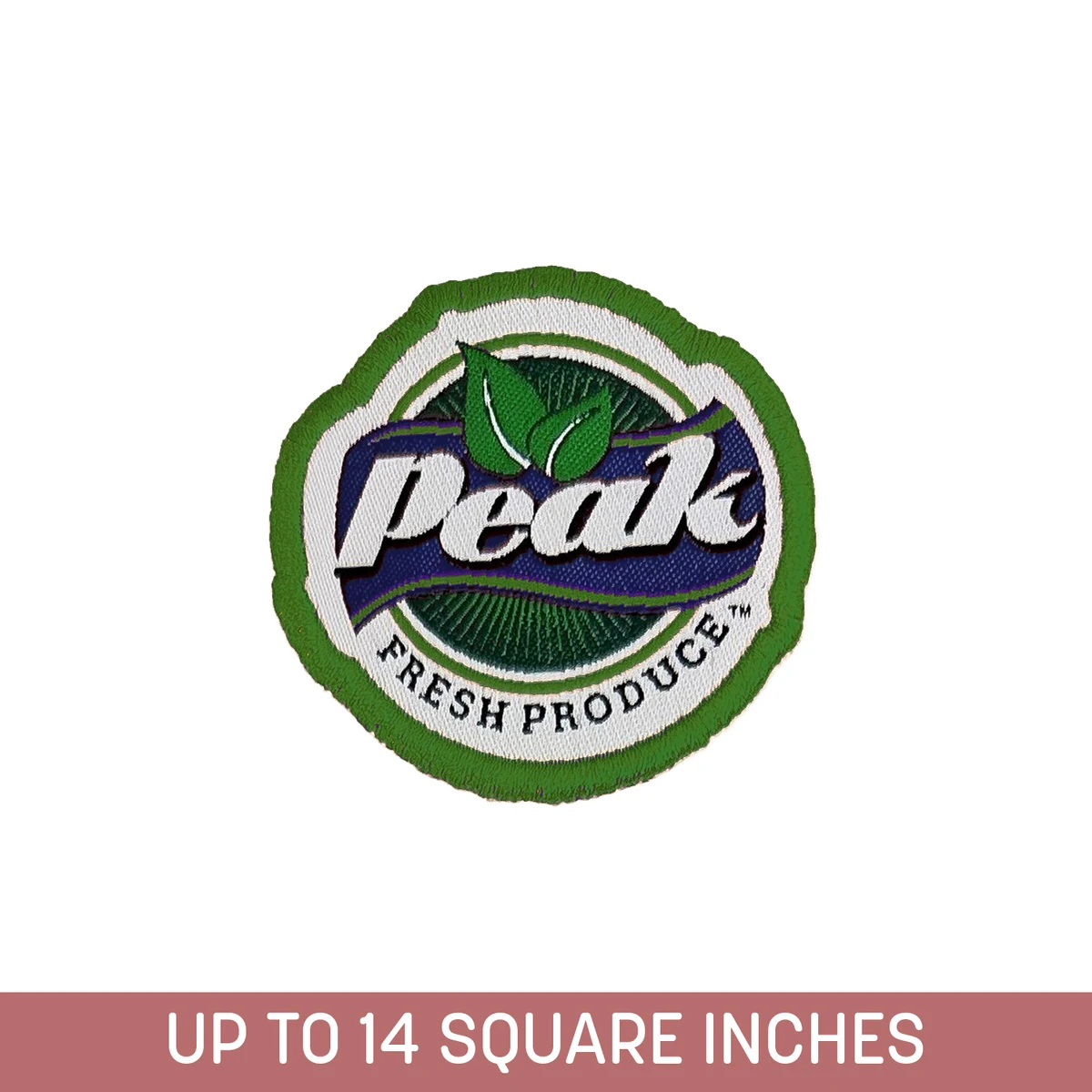 Custom Shape Woven Sticker (Stick-On) Up To 14 Sq. In. w/ Embroidered Edge (5-ply) 1