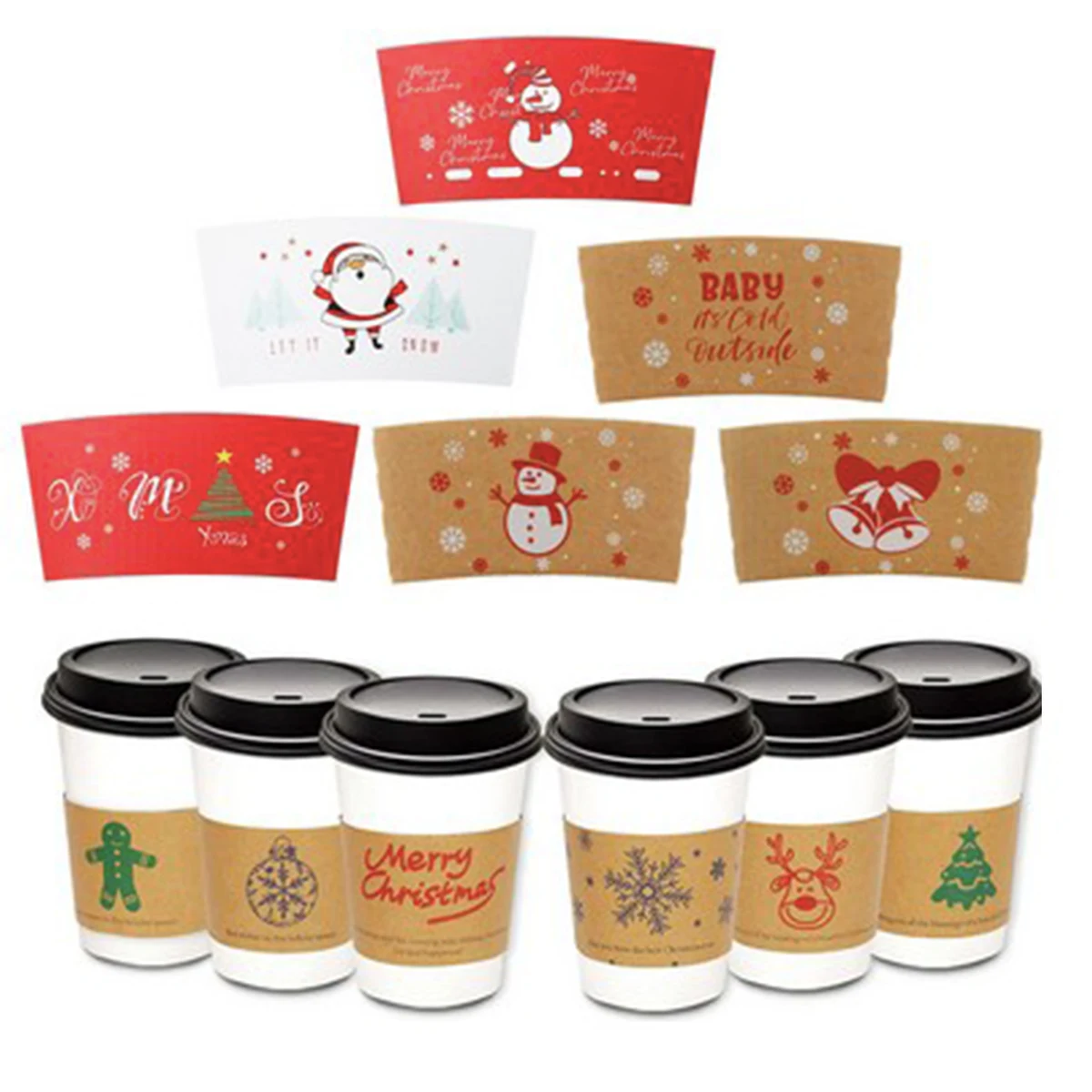 Full Color Printed Craft Paper Coffe Cup Sleeves 1