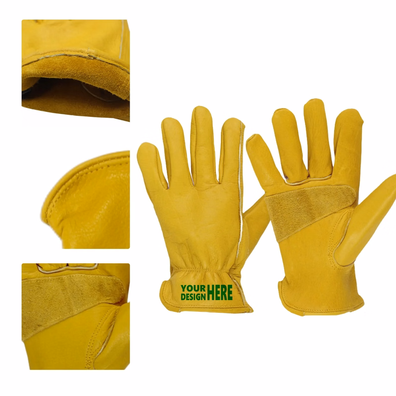 MOQ50 Yellow Cowhide Leather Work Gloves