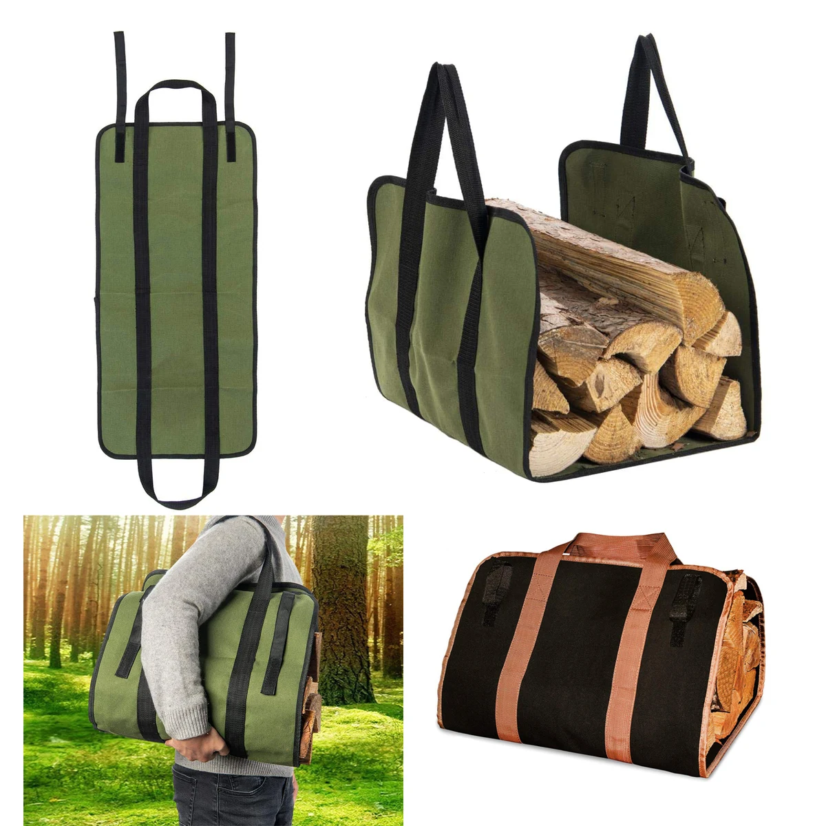 Firewood Carrier Canvas Log Tote Bag Carrier 1