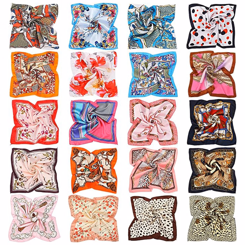 21.65" Customizable Imitation Silk Wrap Neck Square Scarf