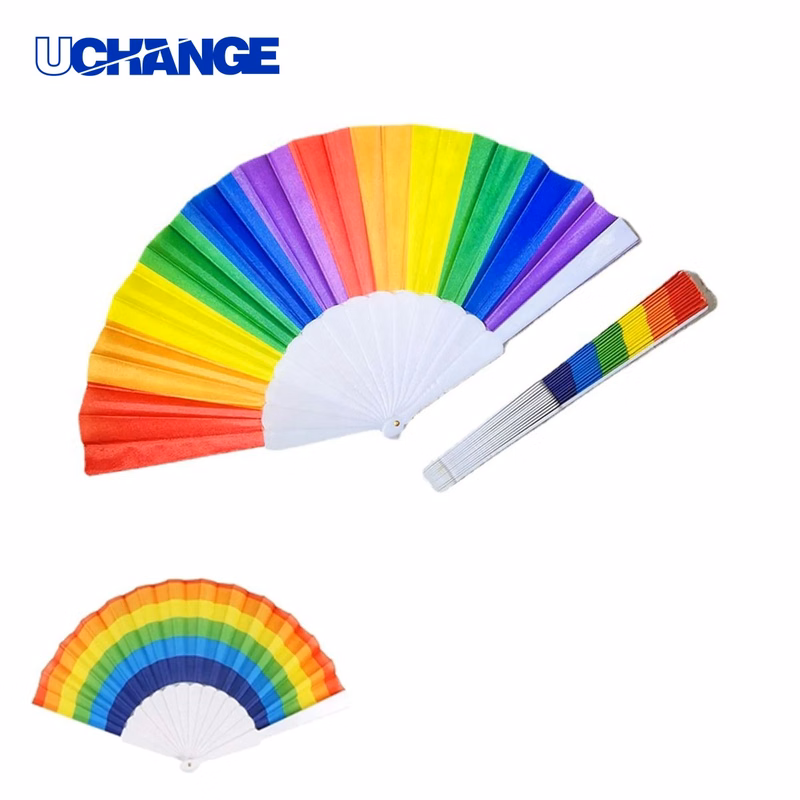 Rainbow Handheld Folding Fan Tool for Parties