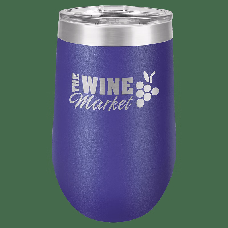 16 oz. Purple Laser Engraved Polar Camel Stemless Wine Tumbler w/Clear Lid