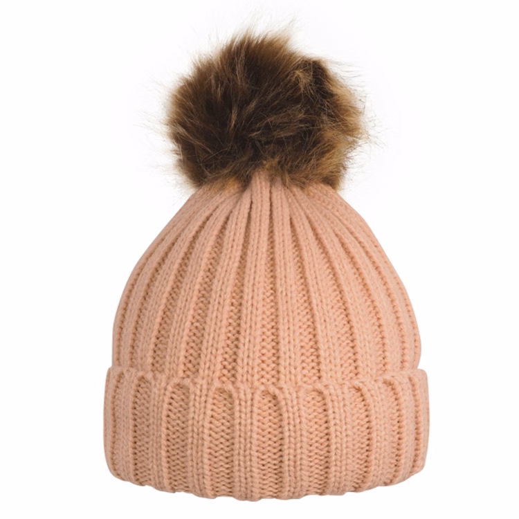 Cable Knit Beanie w/Removable Pom