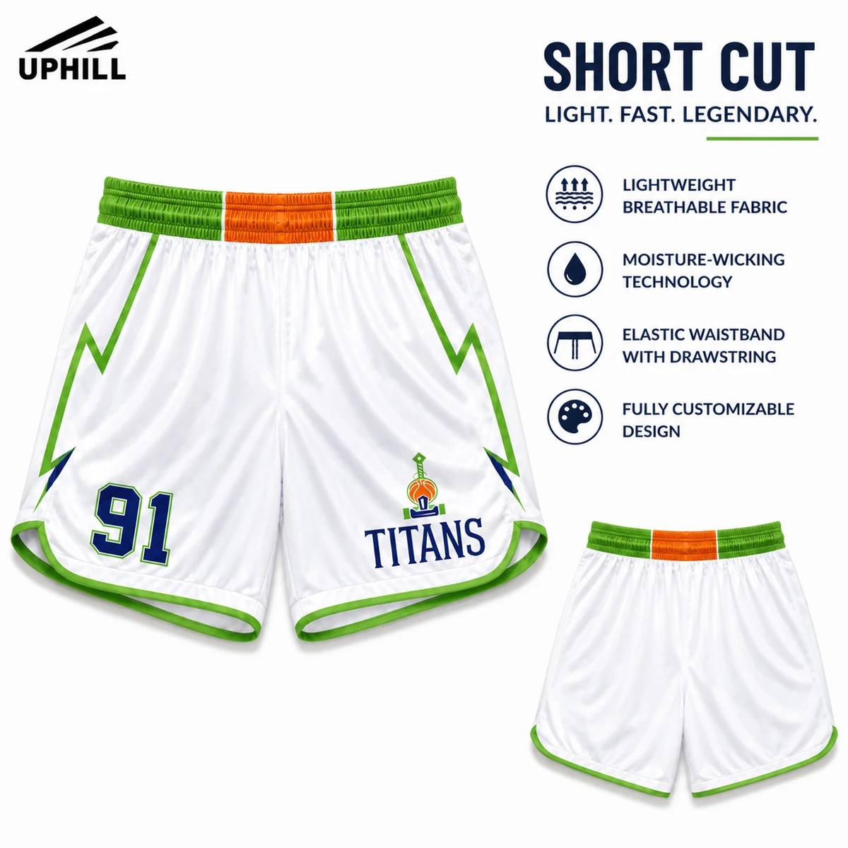 UPHILL™ Custom Team Shorts - 6" inseam Cut 1