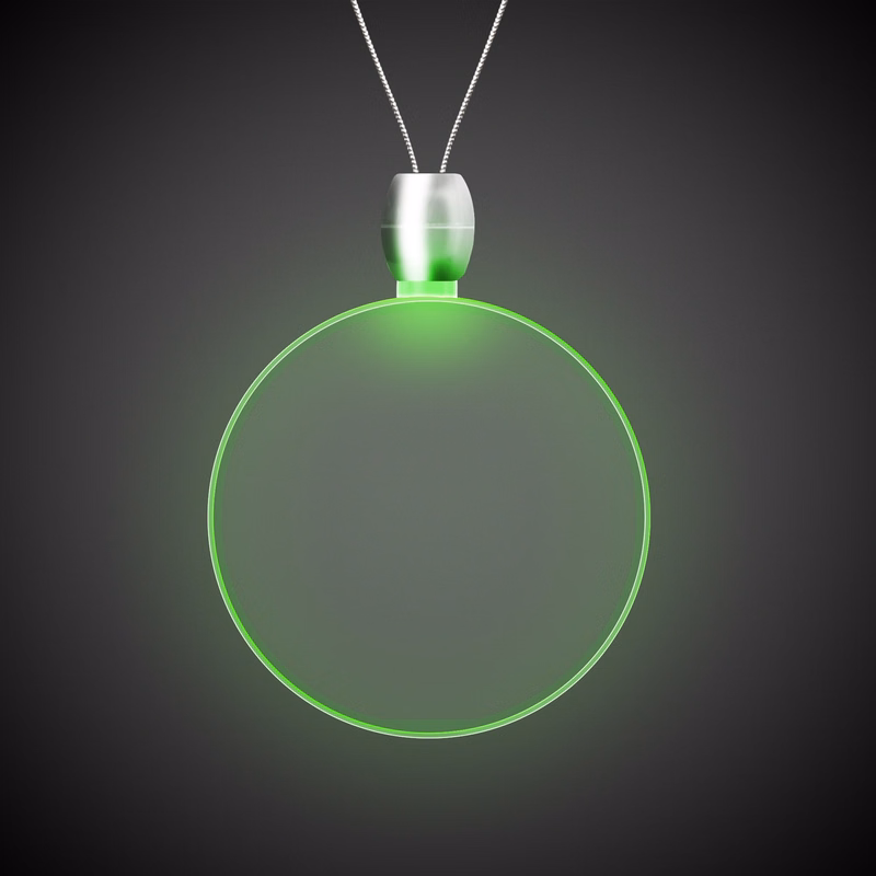 Round Green Light-Up Acrylic Pendant Necklace