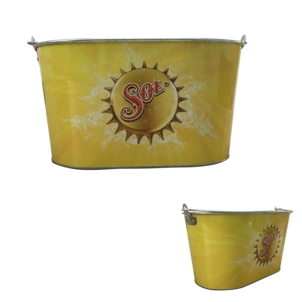 Galvanized Metal Ice Bucket With Bottle Opener 1