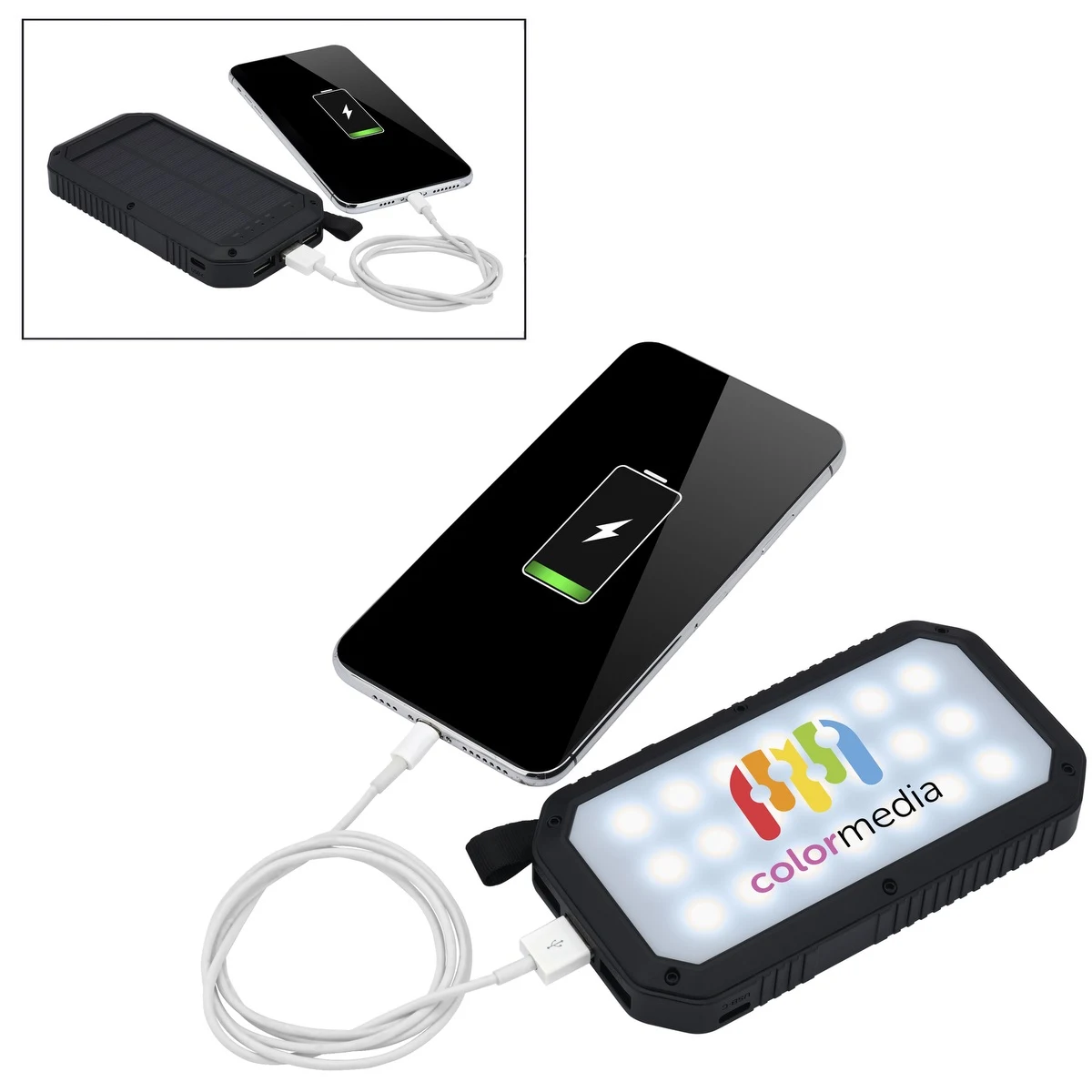 Trio Port Solar Charge LED Power Bank 8,000mAh 1