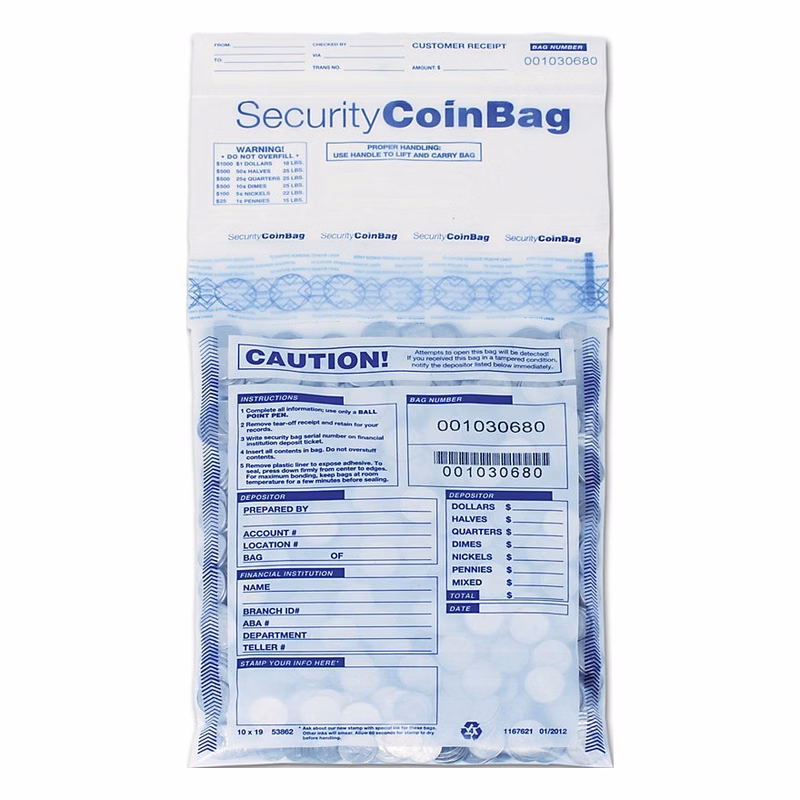 Deposit Bag, Heavy Duty Coin, Clear, Small
