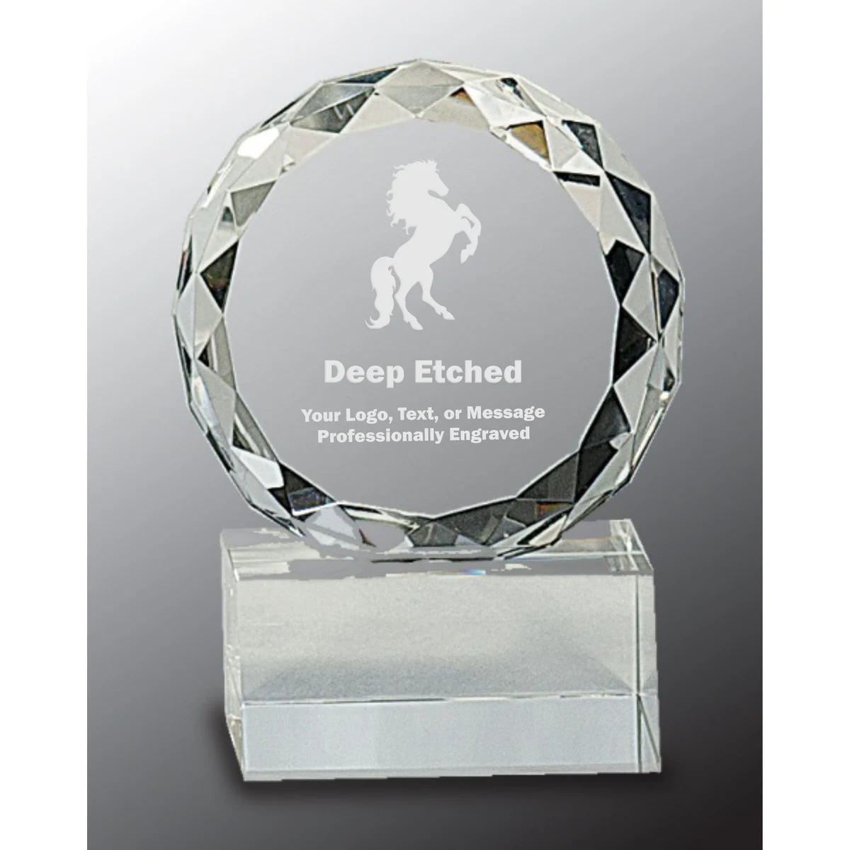 4" Round Facet Crystal on Clear Pedestal Base Award 1