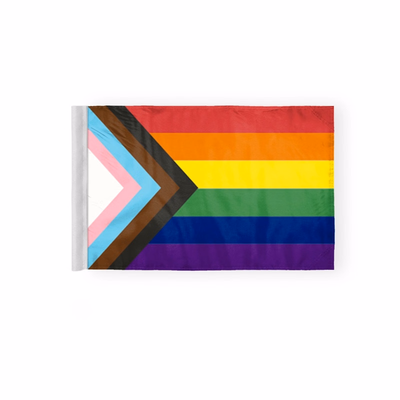 6''x9'' 2ply wPoly Progressive Pride Motorcycle Flag