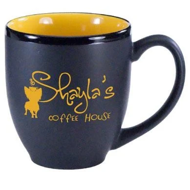 16 oz. Yellow In / Matte Black Out Hilo Bistro Mug 1