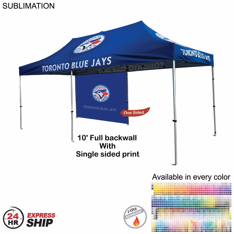 24 Hr Express Ship - 10' Back Wall for 10x20 Tent Kit, Sublimated, Single Sided Print