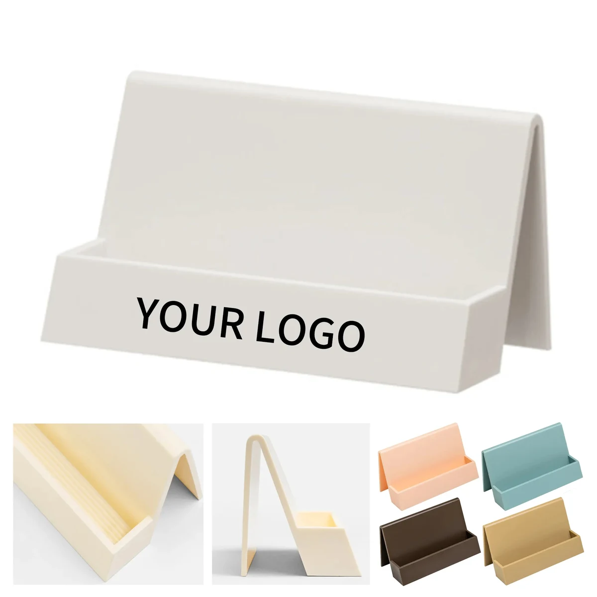 Desktop Business Card Storage Plastic Box, custom desk accessory with logo imprint 1