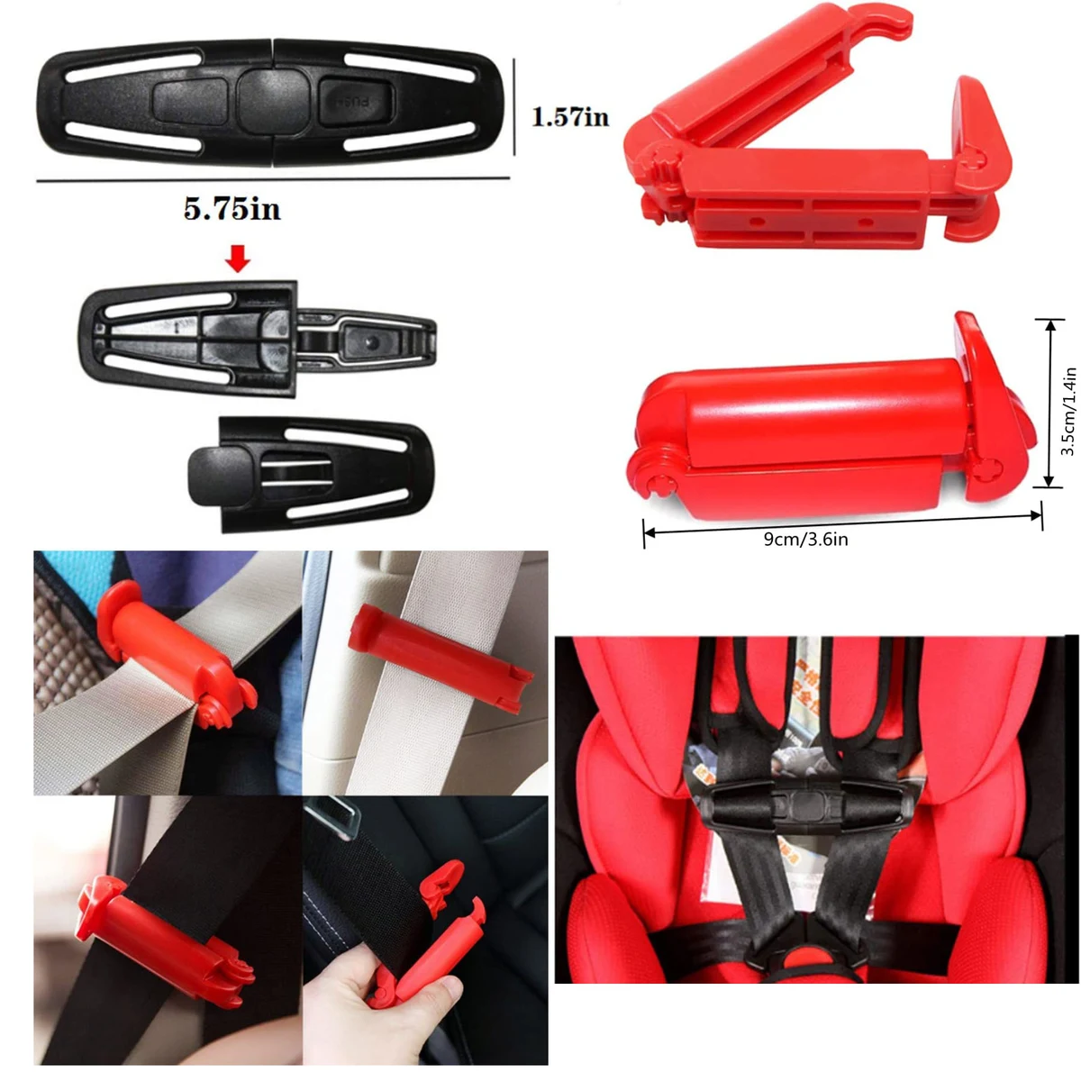 Car Seat Chest Harness Clip and Red Car Seat Safety Belt Clip Buckle for Baby 1