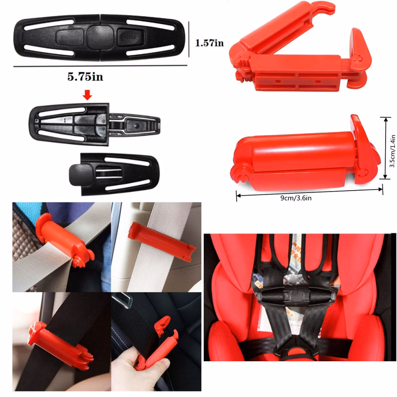 Car Seat Chest Harness Clip and Red Car Seat Safety Belt Clip Buckle for Baby