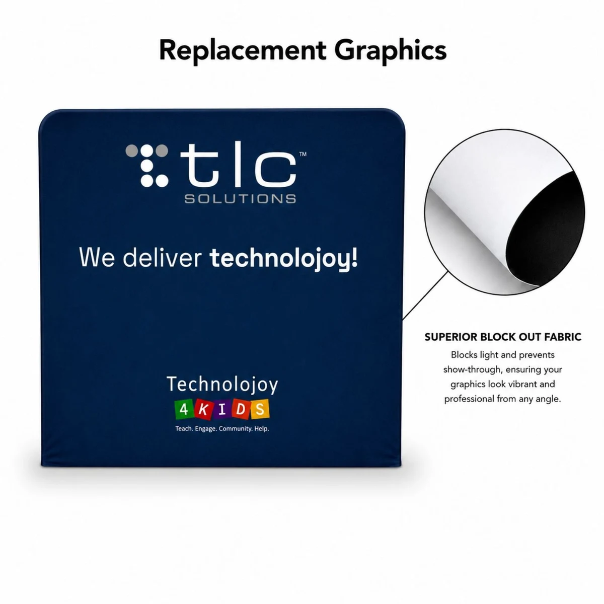 Replacement Graphics Double Sided 8'W x 8'H EuroFit Superior Block out Tension Fabric Slip on cover 1
