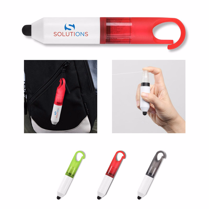 Clip-On Sanitizer Spray w/ No-Touch Stylus 0.17 oz. (5 mL)