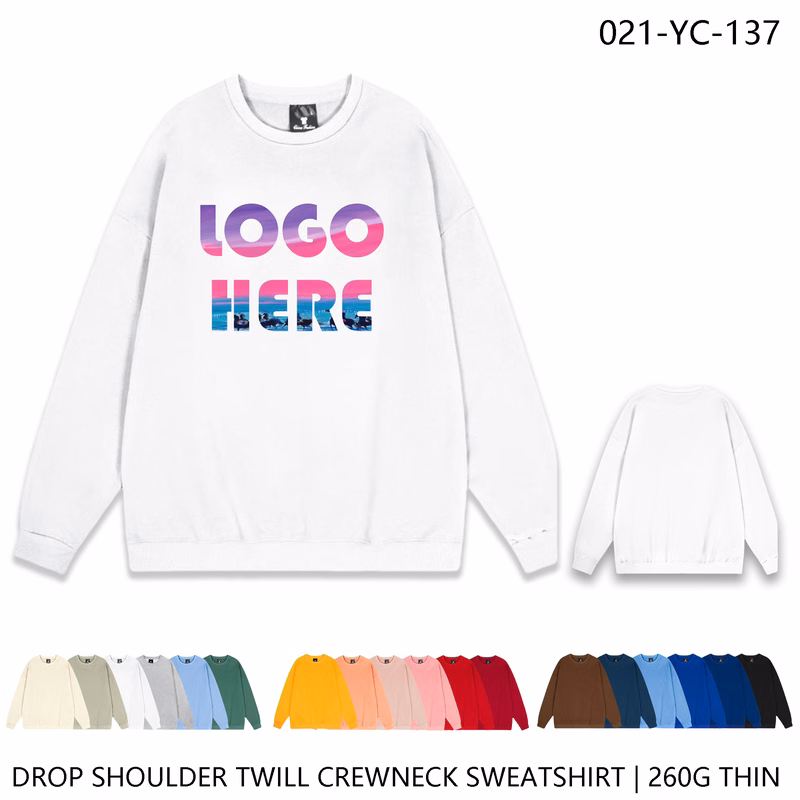Personalized Logo Drop Shoulder Crewneck ?C Light Twill Fabric Sweatshirt