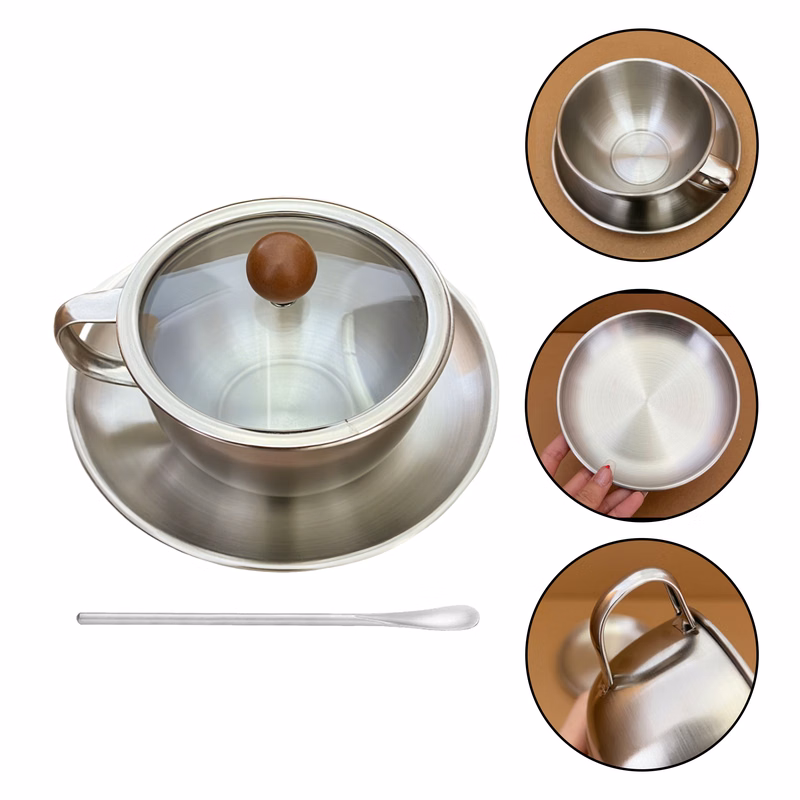 10oz Coffee Cup Set Includes soup spoon