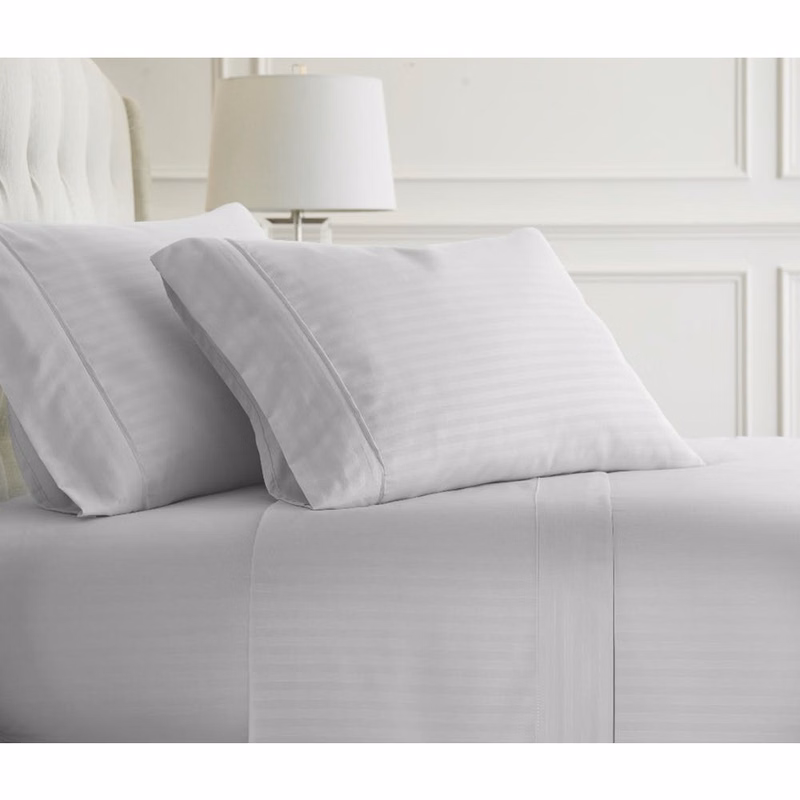 Premium Embossed Sheet Sets - White Striped King 4 Piece