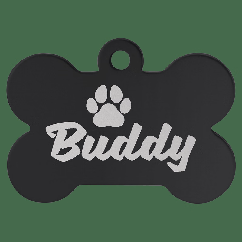 1 1/2" x 1" Black Anodized Aluminum Bone Pet Tag