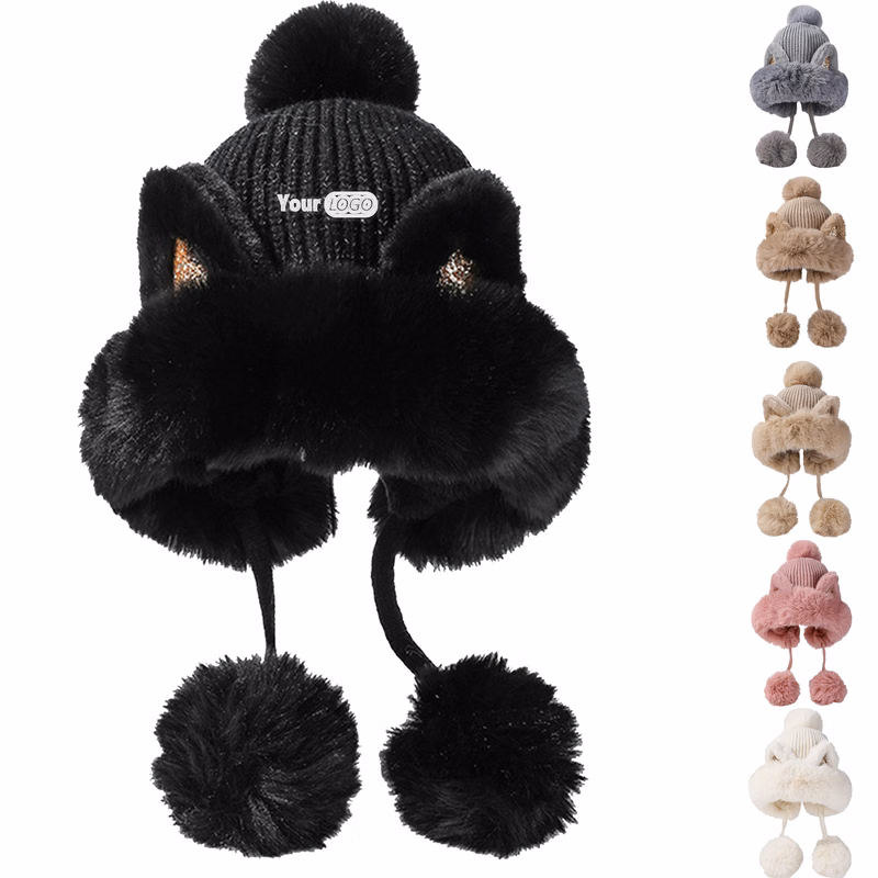 Women Winter Warm Cute  Cat Ears Knitted Beanie Hat