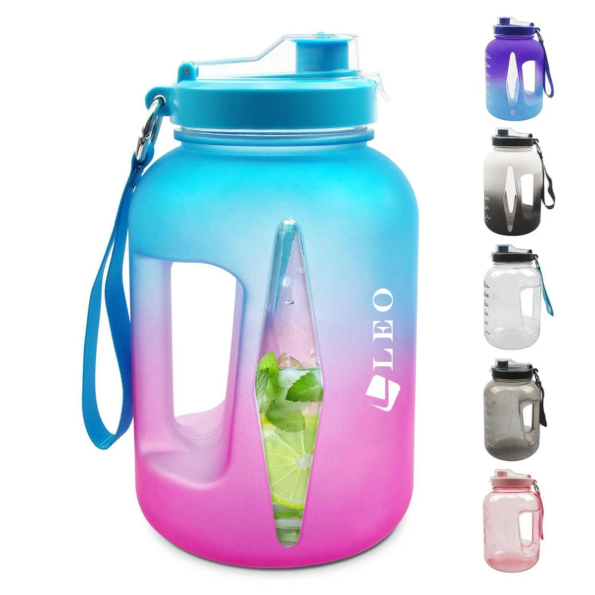 74 Oz Plastic Sports Water Bottle w/ Carrying Rope 1