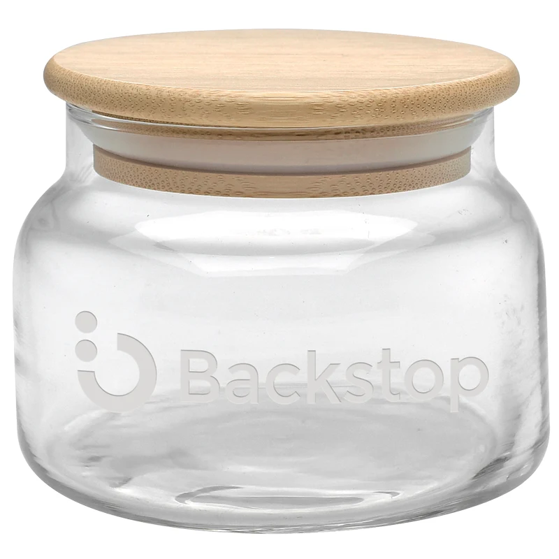 8 oz. Etched Apothecary Jar with Bamboo Lid 1